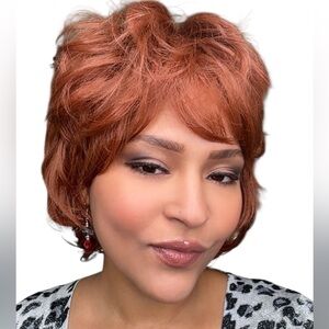 Copper Auburn Short Layered Synthetic Wig Pixie Bob Style